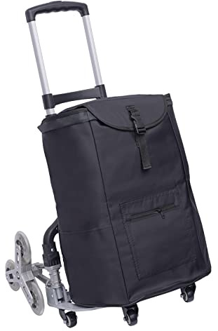 Chariot de courses pliable en aluminium pour charges lourdes, capacité de charge maximale 75 kg sur sol plat et 40 kg sur les escaliers, avec 10 roues, idéal pour les courses, le stockage et les