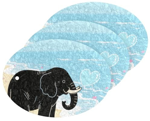 Esponjas y estropajos absorbentes de cocina con forma de corazón de elefante, color azul mar, esponjas, para uso doméstico, resistentes a las manchas y al olor (3 unidades)
