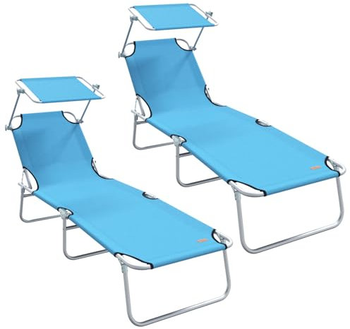 vidaXL Sonnenliege 2 pcs Helles Blau 58 x 188 x 77cm Polyester, Moderne verstellbare Sonnenliege für Garten und Terrasse, langlebige Liege, bequemer Entspannungssessel