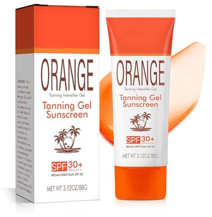 Summer Orange Tanning Gel SPF 30+ - Luxe Bronzing Accelerator with Hydrating Formula | Fast-Absorbing, Non-Greasy & Water-Resistant | For Deep, Natural-Looking Tan (1PC)