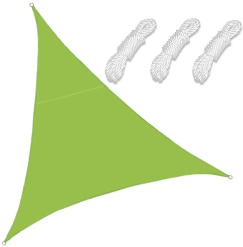 Generico Tenda da Sole per Esterno, 6x6x6m Vela ombreggiante Triangolare con Corda Fissa, Protezione UV & Impermeabile Tenda a Vela Parasole per Giardino Balcone Terrazza Piscina(Green)