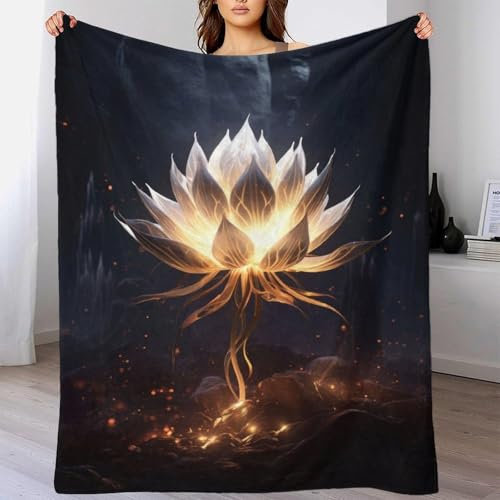 TBDUEPS Glowing Lotus Extra große Decke, Plüsch-Yogadecke für Frauen, Sofa, Geschenke für Mama, 180 x 200 cm