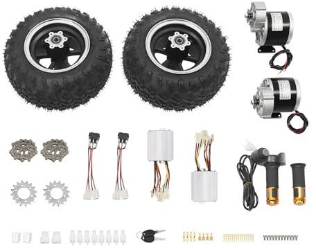 Kit di conversione per carrello elettrico, 36 V, 350 W, doppia ruota per go-card, con 2 spazzole, set di ruote da 10 pollici con funzione di retromarcia per sedie a rotelle elettriche, bici da
