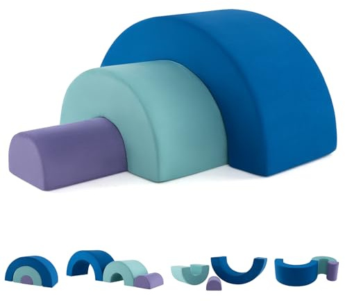 RELAX4LIFE Set di 3 Blocchi da Costruzione in Schiuma per Bambini, Divano Arcobaleno Morbido, Set da Gioco per Attività, Ideale per Soggiorno, Asilo e Cameretta (VERDE)