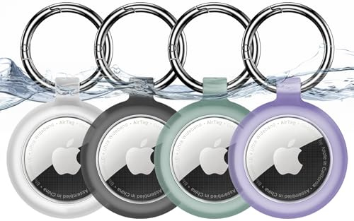 Inesore Fodral för Apple AirTag hänge, transparent vattentät nyckelring och kolfiberutseende för Air Tag, reptålig bagageetikett och nyckelring (Natural Color)