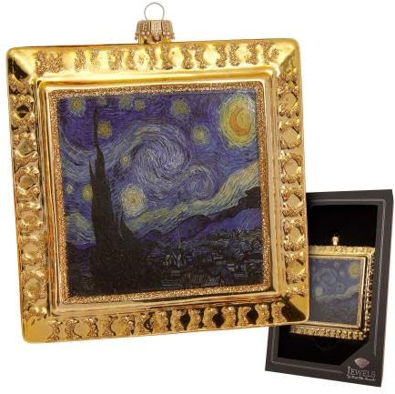 Krebs Glas Lauscha - Weihnachtsdekoration/Christbaumschmuck aus Glas - Weihnachtsbaumkunstwerk Motiv: Sternennacht - Glitzernd Verziert - Größe: ca. 15 cm