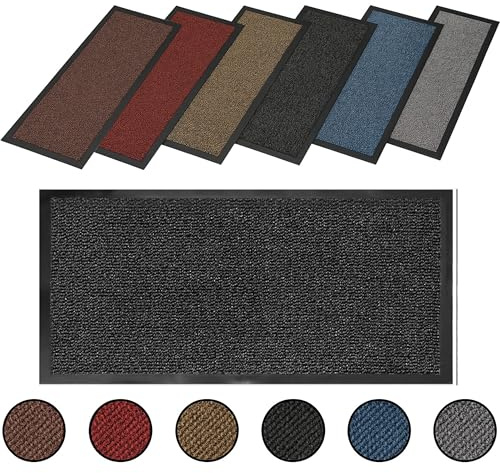 HWMD Heavy Duty Rubber Door Mat – Non Slip Indoor & Outdoor Floor Mat, Washable Runner Rug for Hallway & Kitchen, Ideal Dust-Trapping Mats for Both Indoor & Outdoor Use (Anthracite, 40 x 60cm)
