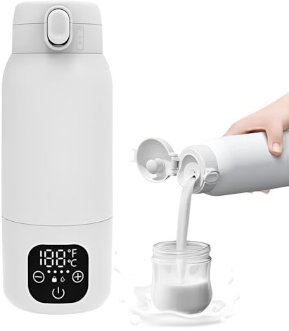 WDKXCN Tragbar Flaschenwärmer Baby, 500ml Auslaufsicher Baby Flaschenwärmer, Pasteurisierungsfunktion Flaschenwärmer Baby, Schnelle Erwärmung Bottle Warmer für Muttermilch, Milch, Wasser