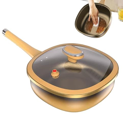 Padella antiaderente – Padella per friggere con coperchio | Elettrica con Non SSICK | Tenditore in lega di titanio facile da pulire | Pentole a induzione | | Fornitura di pentole per cucina per E