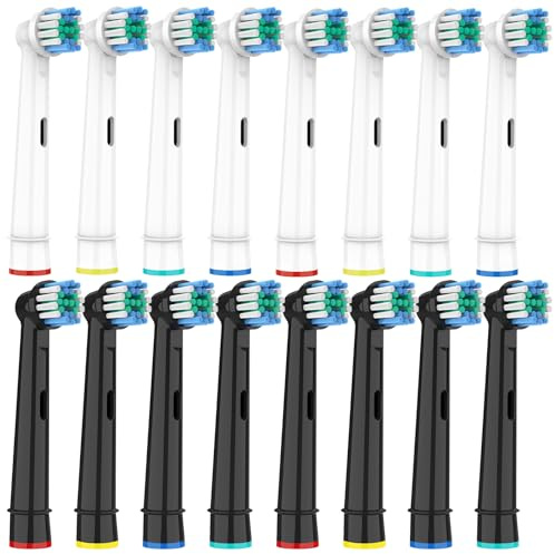 16 Stück Zahnbürstenaufsatz Kompatibel mit Oral B Braun Zahnbürsten Elektrische Aufsätze, Aufsteckbürsten Kompatibel mit Oral B Vitality Pro, Genius X, Pro Series 3 Plus, Pro 3 3000 (Schwarz/Weiß)