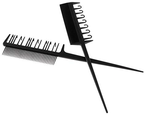 2 peines para tejer de 3 vías para teñir el cabello, resaltar, estilo 2