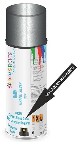 Aerosol Spray Paint Compatible with Bmw Granite Silver Metallic 237 Available in Direct Gloss, Cellulose or Basecoat (Direct Gloss Aerosol)