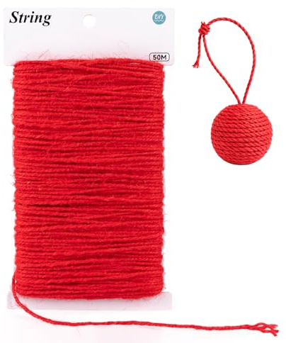 G2PLUS Spago di Iuta Naturale Rosso,2mm Corda di Iuta,50m Corda Juta Fine | Spago da Giardinaggio per Confezioni Regalo,Decorazioni Fai da Te,Uncinetto,Giardinaggio,Artigianato
