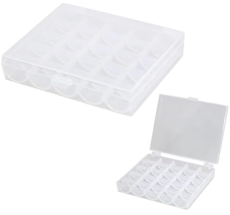 SGETHCH 36 Slot Bobbin Organizer Box,Sewing Thread Storage Case | Transparent 36-slot bobbin storage box keeps sewing bobbins and threads organized, ideal for home and professional use.