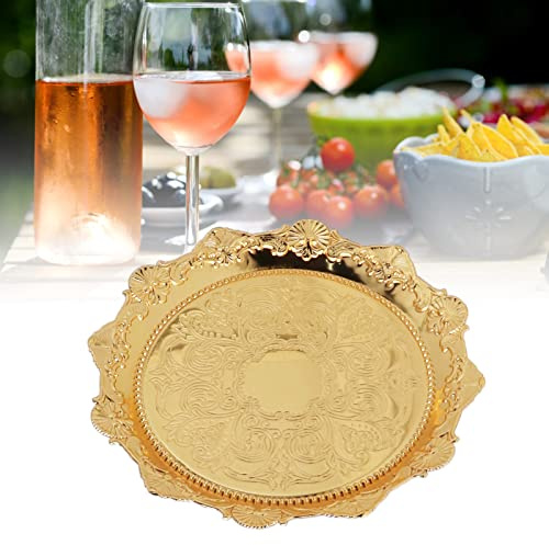 Stainless Steel Turkish Ottoman Jewelry Tray for Coffee Teacup Snacks | Golden Vanity Trays, Elegant Pattern, Bathroom Trays