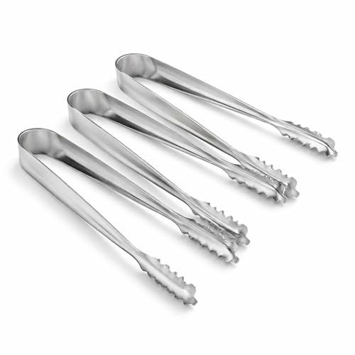 PARENCE. 3 Metall-Zucker-/Eiswürfel-Zangen 15 cm – Eiswürfel-/Zuckerzange – Widerstandsfähiger Stahl – 3 Stück