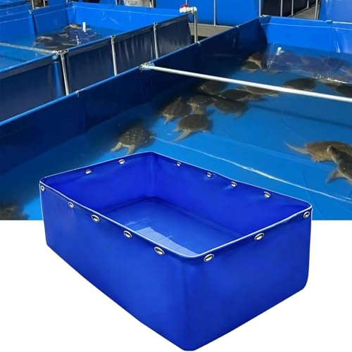 Yopappol Serbatoio per Acquacoltura in PVC Resistente, Laghetto per Pesci Pieghevole in Tela Fuori Terra per Allevamento di Tartarughe, Pesci E Koi con Occhielli E Valvola di Scarico(4x2x1.0m)
