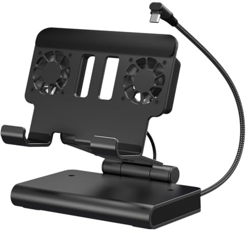 Docking Station per ROG Ally X per Steam Deck, per MSI Claw, per LEGION Go con Dual Fans HDMI 2.1 100W PD USB 3.2 Gigabit Ethernet Supporto Regolabile (senza luci)
