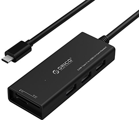 Orico SuperSpeed USB tipo C a 3 tipo A Port Hub con TF/SD memory card per MacBook, dispositivo di tipo C