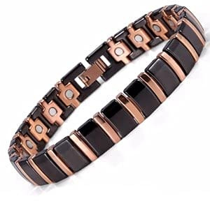 Magnetisches Armband aus Athena-Keramik in Schwarz und Kupfer - 19,6 cm - Anti-Schmerz-Armband - Arthritis-Armband – Magnetfeldtherapie - Magnetarmband - Energiearmband