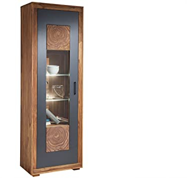 MASSIVMOEBEL24.DE | Vitrine Sheesham/Akazie 66x40x201 gebeizt Turin #01