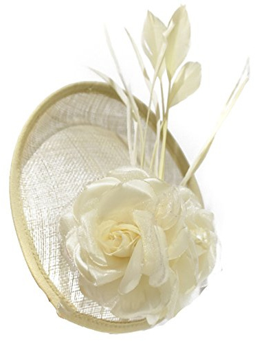 Caprilite Cream Ivory Disc Saucer Sinamay Fascinator on Headband Wedding Royal Ascot Races Hatinator