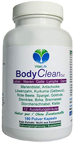 Bitterstoffe 180 Kapseln Darm Leber Galle BODY Clean Out - 12 Kräuter nach HILDEGARD von BINGEN. Mariendistel Artischocke Löwenzahn Kurkuma Brennnessel u.v.m. NATUR pur. OHNE Zusatzstoffe. 26507-180