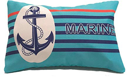 COVERBAGBCN Aufblasbares Kissen mit Doppelbezug für Strand/Reise/Zuhause | Design Marine | Tragbar | Bequem für Reisen