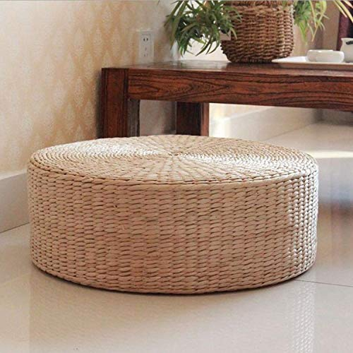 KHTO Japanese Style Chair Seat Tatami Floor Pillow Seating Cushion Eco-friendly Round Padded Room Floor Straw Mat for Outdoor Indoor Seat