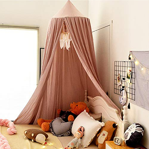 Koomiao Sänghimmel för barn, himmelsäng tält gamins kupol lekhus myggnät för säng sovrumsdekoration, höjd 250 cm (rosa-2)
