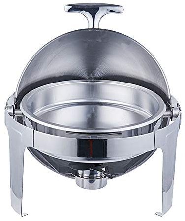 6.8L Roll Top Chafing Dish with Visible Window, Stainless Steel Chafer Warmers Set with Food Pan, Water Pan and Fuel Holders for Buffet, Wedding, Parties(Round)