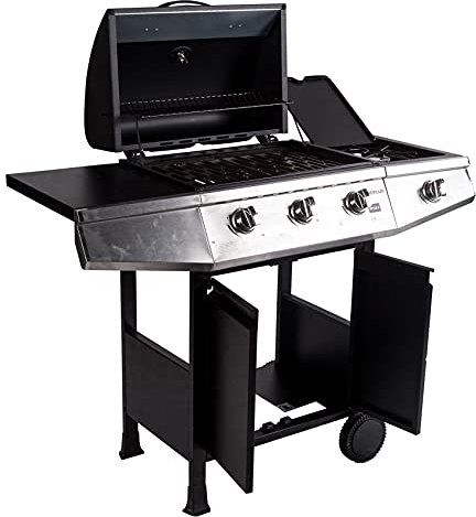 Dmora Barbecue a Gas 3 bruciatori, Colore Nero, cm 117 x 52 x h100