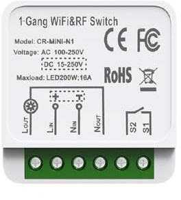 MHCOZY Interruttore WiFi, modulo relè wireless, fai da te per elettrodomestici con telecomando Tuya Smart Life Bluetooth, compatibile con Alexa Google Home, controllo a 1 o 2 vie, 16 A