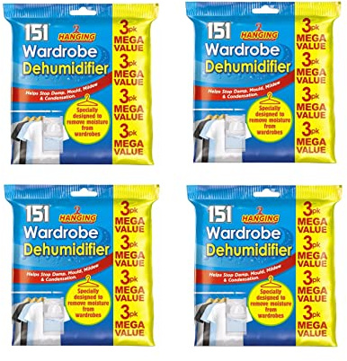 12 Hanging Wardrobe Dehumidifier Bags Small Moisture Trap Crystals Damp control