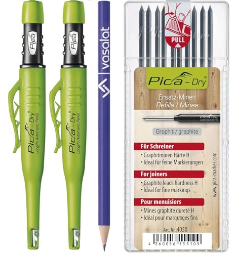 vasalat Picastift automático con 10 minas de grafito H – Lápiz para dibujar 3 piezas