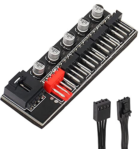 GELRHONR 4 Pin PWM Lüfternabe,12-V-5-Wege-CPU-Lüfter-Hub mit Kabel für 3-Pin- und 4-Pin-PWM-Lüfter-Schwarz