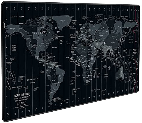 JIALONG Mauspad XXL Gaming Mousepad Groß Multifunktionales rutschfest Office Schreibtischunterlage Tischunterlage - Weltkarte Schwarz 900x400mm