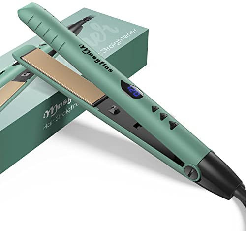 Mnsyflns Planchas del Pelo, 2 en 1 Placas de Cerámica Alisador y Rizador, Profesional Rápido Salón Aparatos y Utensilios de Peluquería con Temperatura Ajustable 0 ℃ -200 ℃,Verde