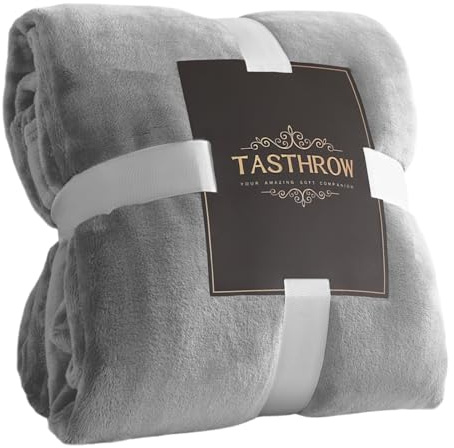 TASTHROW Coperta Vellutata in Pile (Grigio leggero, 150x200cm) | Morbida Coperta Plaid Divano Coperta Per Letto in Microfibra per Divano, Letto, Viaggi
