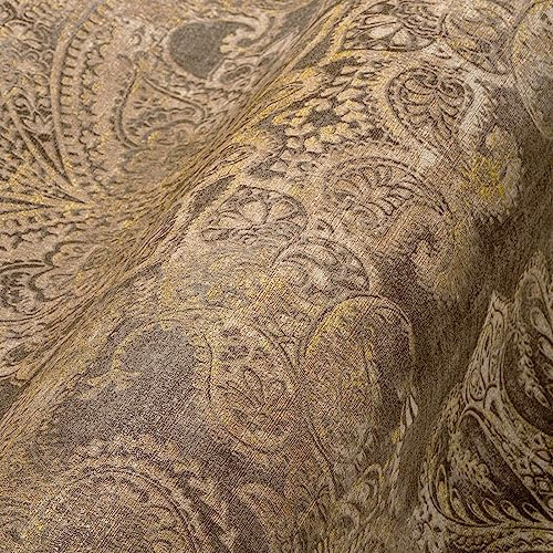 Livingwalls Resestilar fibertapet – vintage tapet i brunt och beige – orientalisk väggtapet för olika rum i 10,05 m x 0,53 m