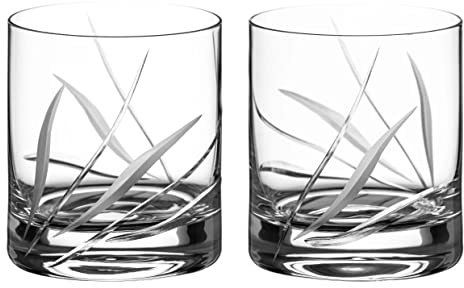 DIAMANTE Lot de 2 verres à whisky en cristal avec motif prairie