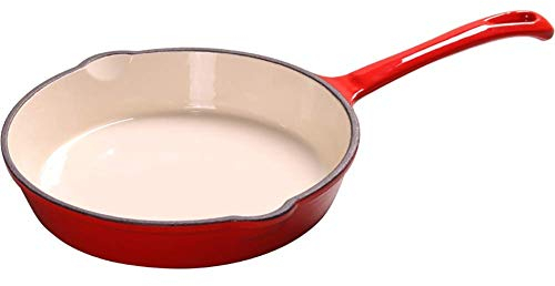 OQHAIR Casseroles et poêles de Cuisine Poêle à Frire Poêle à Frire Finition émaillée, Rouge Flamme, Poêle à Frire à Induction, Fonte, Poêle à Frire Ronde en Fonte pré-assaisonnée Poêle à