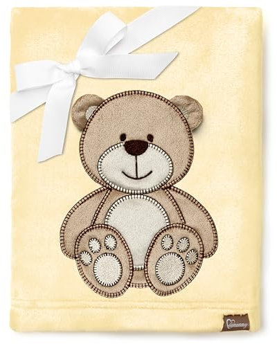 Be Mammy Coperta calda per bambini con peluche regalo per bambino con motivi 3D (Giallo - Orso)