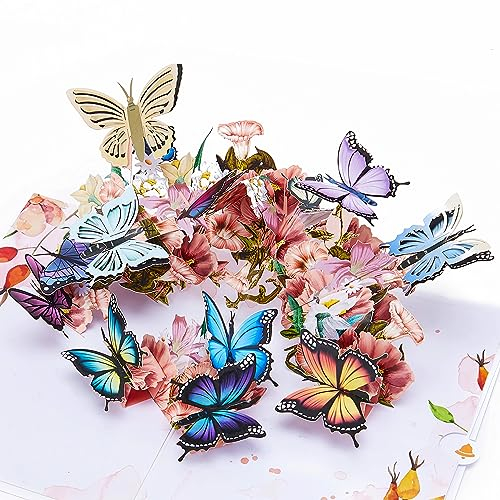 Pop-Up Karte Schmetterling für Mutter - 3D Schmetterling Blumen Geburtstagskarte Für Frau,Mutter,Freundin - Pop Up Karte Geschenk für Freundin Frau - 3D Muttertagskarte Pop-Up Karte Mutter