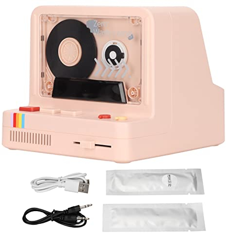 Cyrank Kassettenrekorder, Tragbarer Stereo-Kassettenrekorder, Retro-Bluetooth-Lautsprecher, Vintage-Kassettenrekorder, Unterstützt Bluetooth-Aux Und Speicherkarte(Rosa)