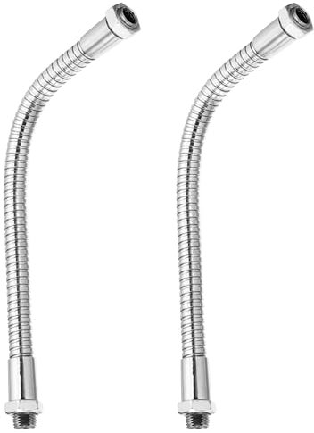 PATIKIL 7,9 Tubo Flessibile Universale Collo Cigno, 2pz M10 Prolunga Tubo Morbido Braccio Flessibile in Metallo Pieghevole a Filettatura Fine per Lampada Attrezzatura, Tono Argento