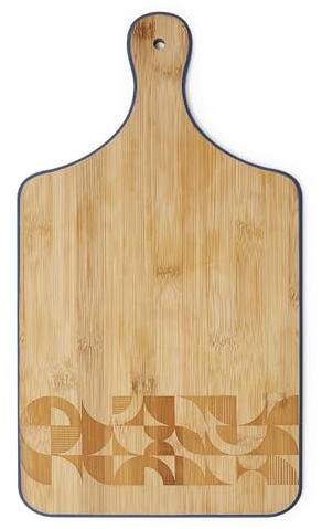 Cooksmart Bauhaus Planche à découper en bois de conception britannique | Planche à pagaie en bambou géométrique pour tous les types de cuisine | Planches à découper en bois idéales pour hacher la