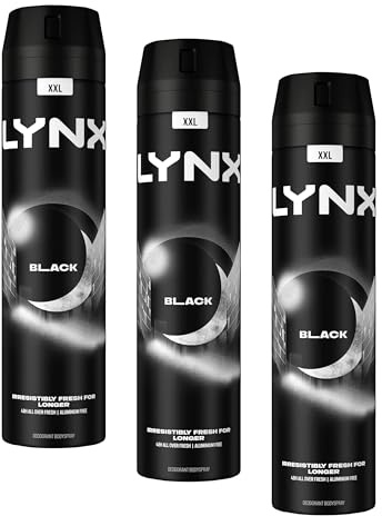 Lynx XXL Black 48 hours of odour-busting zinc tech Aerosol Bodyspray deodorant 250 ml (Pack of 3)