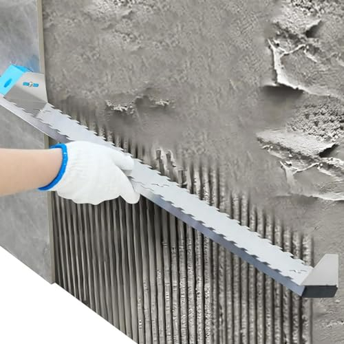 Flaches Werkzeug aus Eschenholz für Fliesen, Glättekelle mit runden Zähnen 60 cm/75 cm, rostfreie Fliesenkelle mit Bogenzahn, perfekt für große Fliesen, Bodenbeläge und Mauerwerk. Handkelle 60cm