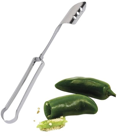 Moxeupon Chili-Entkerner-Entferner, Pfeffer-Entkerner-Werkzeug,Jalapeno-Entkerner aus Edelstahl mit gezackter Scheibe - Küchenhelfer, Kernentkerner, Pfefferentkerner zum Schneiden und Entkernen